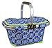 DII Insulated Market Basket or Picnic Tote, Perfect for Holidays Parties,Farmers Markets,BBQ's, Grocery Shopping, Potlucks,To Go Lunches, Craft/Dish Storage & Monogramming-Garden Lattice Blue/White