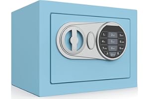 Goldenkey Small Safe Box for Money, Digital Safe Box with Keys&Code for Cash and Coin, Mini Safe for Kids Personal Items for Home, 6.69"D x 9.05"W x 6.69"H, 0.236 Cu.Ft.