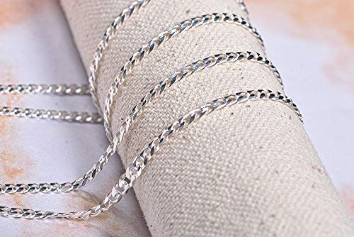 Unisex 3mm Solid Sterling Silver .925 Curb Link Chain Necklace, Made in Italy (20 Inches)
