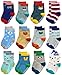 RATIVE Non Skid Anti Slip Cotton Crew Baby Babies Infant Infants Socks for Boy Boys 6-9 6 9 12 Month Months Old With Walker Grip Grippers (6-12 Months,12-pairs/RB-71317)