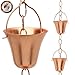 Marrgon Copper Rain Chain – Decorative Chimes & Cups Replace Gutter Downspout & Divert Water Away from Home for Stunning Fountain Display – 6.5’ Long for Universal Fit – Bell Style