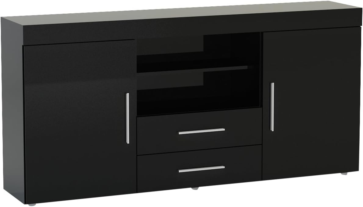 Birlea Furniture Edgeware 2 Door 2 Drawer Sideboard, walnut, Black