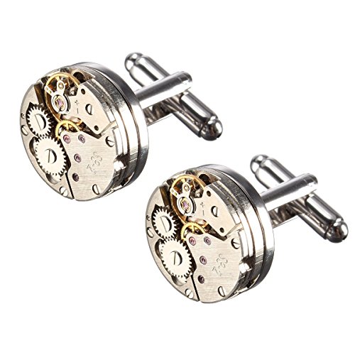Baban Cufflinks, Deluxe Steampunk Vintage Watch Movement Shape Cufflinks(1 pair), Come with An Elegant Storage Display Box, Valentines Festival Birthday Anniversary Graduation Gift for Men/Women