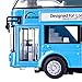 HMANE Pull Back Cars Alloy Double Decker School Bus Construction Vehicles Mini Model Car Toys with Light for Kids Boys Girls Toddlers - (Blue)