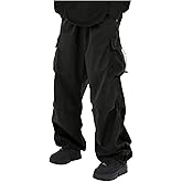 GORGLITTER Men's Baggy Cargo Pants Elastic Waist Wide Leg Parachute Pants Casual Loose Hiphop Streetwear Joggers