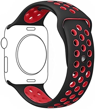 Apple Watch Band,Tamon Soft Silicone Sport Strap for iWatch Series 1,Series 2,Series 3 (42mm M/L Black/Red)