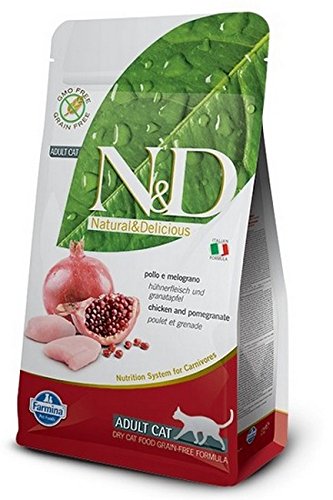 Farmina Natural and Delicious Chicken and Pomegranate Grain-Free Formula Dry Cat Food, 3.3 Pound Bag