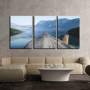 Beautiful Landscape of Wood Bridge on The Lake x3 Panels