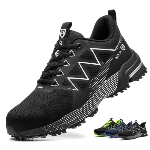 Safety Shoes for Men Women Non-Slip Work Sneakers Lightweight Comfortable Breathable Safety Footwear with Steel Toe