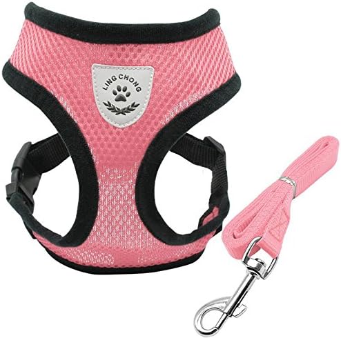 ZHWKY Pet Control Harness for Dog Cat Soft Mesh Walk Collar Safety Strap Vest (Pink)