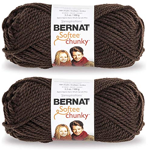 2-Pack - Bernat Softee Chunky Yarn, Dark Taupe, Single Ball