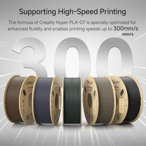 Creality Filamento de impressora 3D Hyper PLA-CF, fibra de carbono de 1,75 mm PLA de alta velocidade 50-300 mm/s textura fosca, maior resistência, melhor resistência ao calor, mais estável, carretel