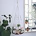 Supla 1 Pcs Macrame Hanging Shelf Macrame Plant Wooden Shelf Hanger Swing Shelf Floating Shelf Hanging Succulent Wall Planter and 2 Pcs Ceiling Screw Hooks Mother's Gift