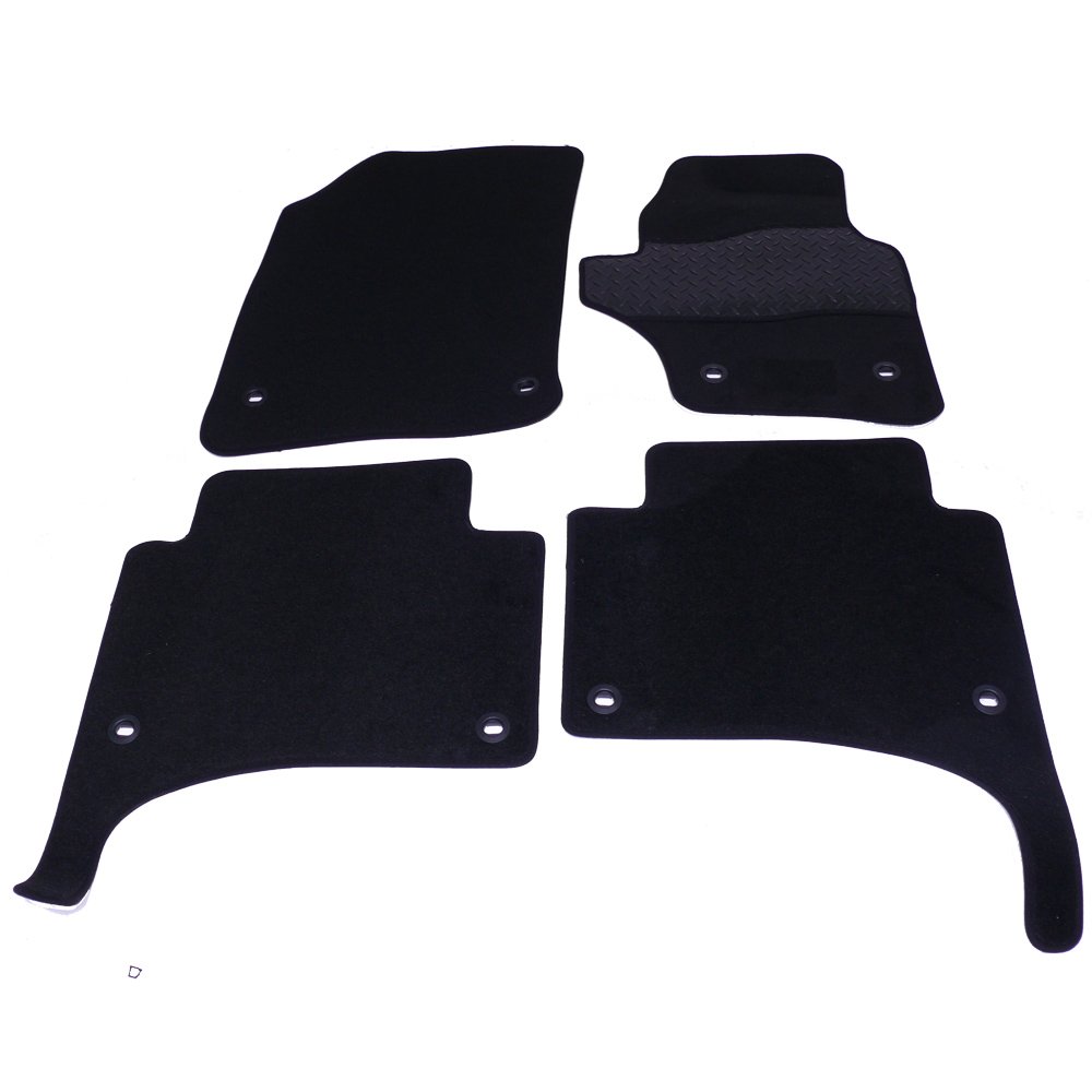 Sakura Mat Set for Carpet with Rubber Heelpad VW Touareg to 09 Oval Clips - Black