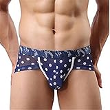 Voberry® Men Transparent Ultra-thin Breathable Big Underwear Air Sexy Bikinis Briefs (XL, C)