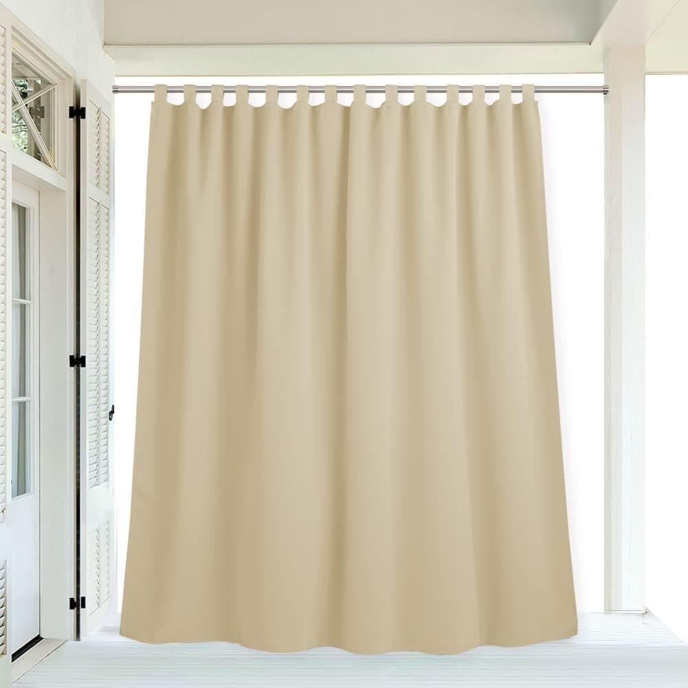 Outdoor Curtains - RYB HOME Outdoor Curtain for Patio - Extra Wide Curtains Blackout Privacy Windproof Outside Curtains for Pergola Balcony Pool Hut Cabin, Wide 100 x Long 108 inches, Cream Beige