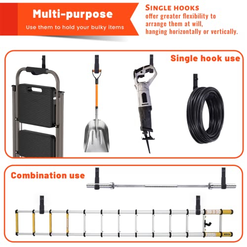 SunVFaFa 8 Hooks Wall Heavy Duty Garage Hooks for Hanging Storage J Holder Multipurpose Wall Tools Hooks for Sports Equipment (4 inch, 40 kg)