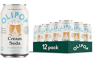 OLIPOP Prebiotic Soda Pop, Cream Soda, A New Kind of Soda Packed with Prebiotics, Fiber, and Botanicals, Gluten Free, Vegan, GMO Free, 12oz (12-Cans)