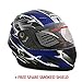 MMG Full Face Street Bike Helmets DOT - Comes with Clear Shield and Smoked Shield – Model 21 Blue, Large