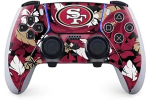 Skinit Decal Gaming Skin Compatible with PS5 DualSense Edge Pro Controller - Officially Licensed NFL San Francisco 49ers Tropical Print Design