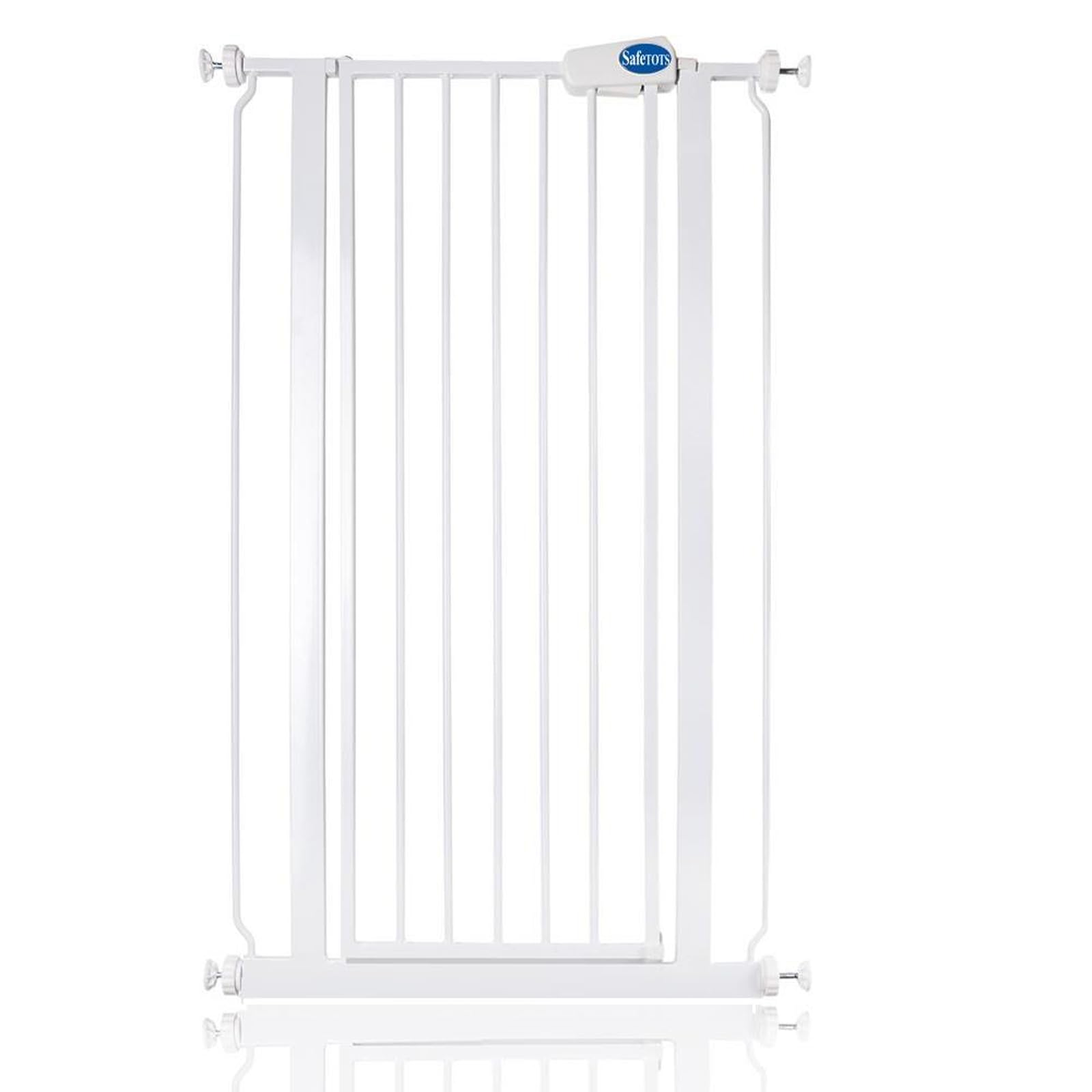 Safetots Extra Tall Narrow Metal Safety Gate Pressure Fit, 68.5cm - 75cm, White, 104cm in Height, Extra Tall Stair Gate, Tall Baby Gate, Easy Installation