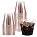 100 Rose Gold Glitter Clear Hard Plastic Cups | 9 oz. Fancy Disposable Wedding Tumblers (100-Pack) by Bloomingoods