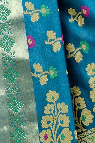 Chandrakala Green Banarasi Cotton Silk Saree - Image 10