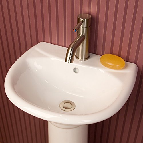 Naiture Porcelain Mini Pedestal Sink In White Finish With Single