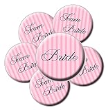 16 Pink Team Bride Buttons - Bachelorette Buttons - Bridal Party Buttons - VS Team Bride