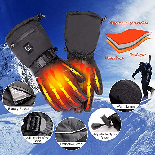 Loiion Electric Heated Gloves for Men Women, Winter Thermal Gloves, 7.4V Rechargeable Battery Motorcycle Heated Gloves Hand Warmers for Arthritis Hands, Outdoor Skiing Hiking Cycling Hunting