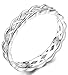 FUNRUN JEWELRY 4mm Sterling Silver Celtic Knots Eternity Wedding Bands Rings for Women