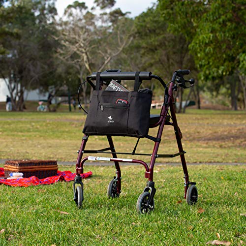 Rollator Walker Accessories with 7 Day Pill Organizer Box - Seniors Travel Storage Caddy Pouch Bags - Elderly Rollator Accessories with Weekly Medicine Case Container - Tote Holder Pockets & Pillbox - Thumbnail 3