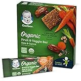 Gerber Organic Fruit & Veggie Bar, Date & Carrot, 0.84 oz Bars, 5 Count (Pack of 8)