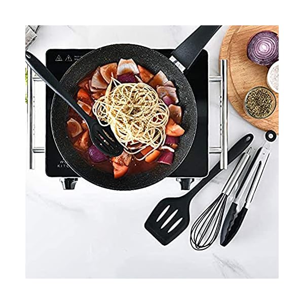 Silicone Cooking Kitchen Utensils Set with Holder, BPA Free Non Toxic Silicone Turner Tongs Spatula Spoon Kitchen…