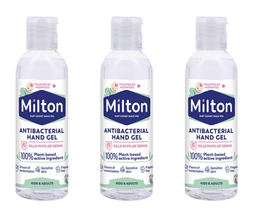 Happy Bees Bundle of 3 Milton Antibacterial Hand Sanitiser Gel 100 ml 3 pack