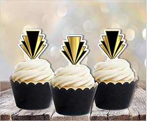 Amazon.com: Art Deco Gatsby 1920s Edible Cupcake Toppers: Kitchen &amp; Dining