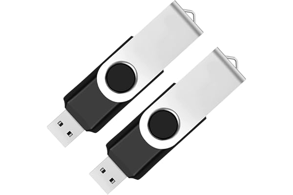 2 Pack 64GB USB Flash Drive USB 2.0 Thumb Drives Jump Drive Fold Storage Memory Stick Swivel Design - Black