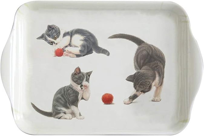 Les Tresors De Lily Q6485 Small Tray Chatons White Gray 21x14x1 5 Cm Amazon Co Uk Kitchen Home