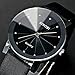 Findtime Mens Nice Slim Black Leather Quartz Wrist Watches