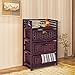 Giantex 3-Drawer Storage Organizer End Table Side Cabinet Nightstand for Bedroom, Office & Living Room Hand-Woven Paper Rope Storage Chest w/Solid Wood Frame 3 Drawers, Reddish Brown