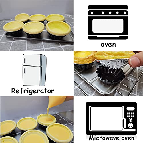 Egg Tart Molds 6Pcs Tart Pan 2.6inch, Mini Carbon Steel Non Stick Tart Pans, Tart Molds For Baking (2.6inch)