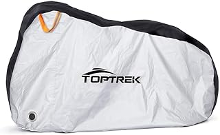 toptrek Fahrradabdeckung Wasserdicht 210T Oxford-Gewebe Fahrradgarage Plane Wasserfest 200 x 110 x 70 cm Fahrrad schutzhülle mit Beutel (Schwarz und Silber)