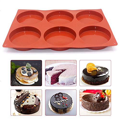6Cavity Large Cake Molds Silicone Round Disc Resin Coaster Mold Non