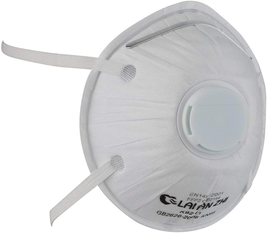 RoxTop Mask N95, FFP2 Cup Masks Face Mask with Head Strap Breathing Valve Masks Perfect for Outdoor Construction and Daily Use (White) (4Pack)