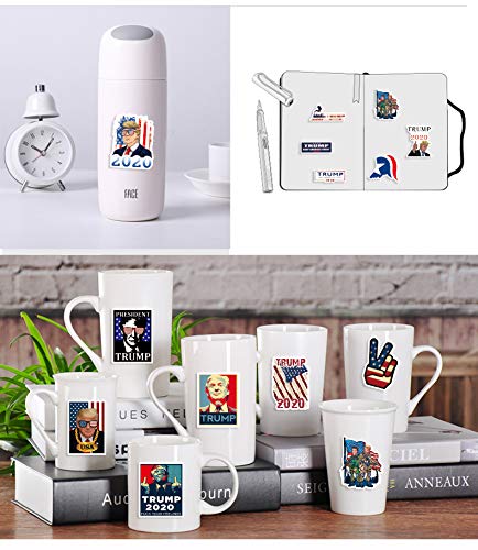 HOTART 50 Packs Trump Stickers, Donald Trump 2020 President Election Patriotic American Flag Stickers for Laptops,Hydro Flask,Waterbottle,Skateboard,Phone,Guitar,Suitcase-Car Sticker and Decals