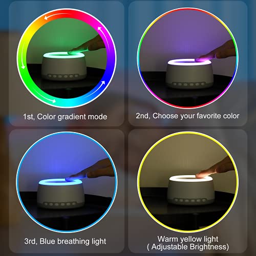 BABELIO Portable White Noise Machine, Rechargeable Sleep Sound Machine for Travel Sleeping Baby Kids Adults, with Night Light, 32 Relaxation Noise, Bluetooth, Timer