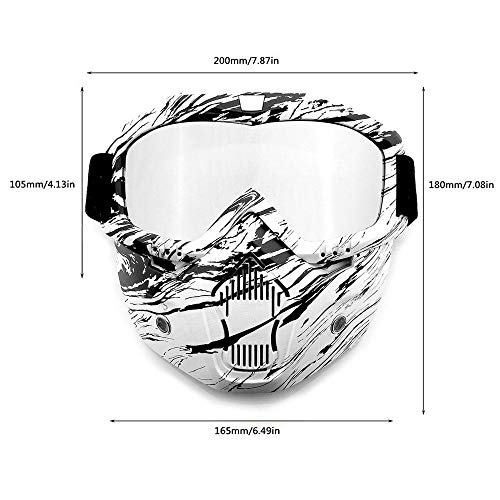 FOONEE Motorcycle Helmet Mask, Retro Motocross Goggle with Removable Face Mask UV400 Detachable Fog-Proof Warm ATC Goggles for Racing Airsoft Riding