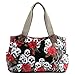 Anladia Cartoon Skull and Roses Oilcloth Shoulder Bag Canvas Strap Women Handbag
