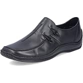 Rieker L1751 Celia Leather Slip-On Women&rsquo;s Shoes - Comfortable High-Coverage Loafers with Elegant Stitch Detailing, Anti-Stress and Flexible Everyday Support