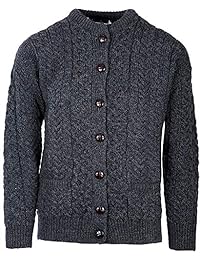 Irlandés Aran lana Lumber chamarra chaqueta de punto jersey